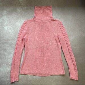 Sundance Pink Cotton Blend Turtleneck Ribbed Sleeve Detail P M Medium